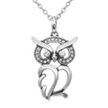 Owl Pendant Necklace With Swarovski Crystals Silver