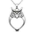 Owl Sparkling Crystal Pendant Necklace Sterling Silver