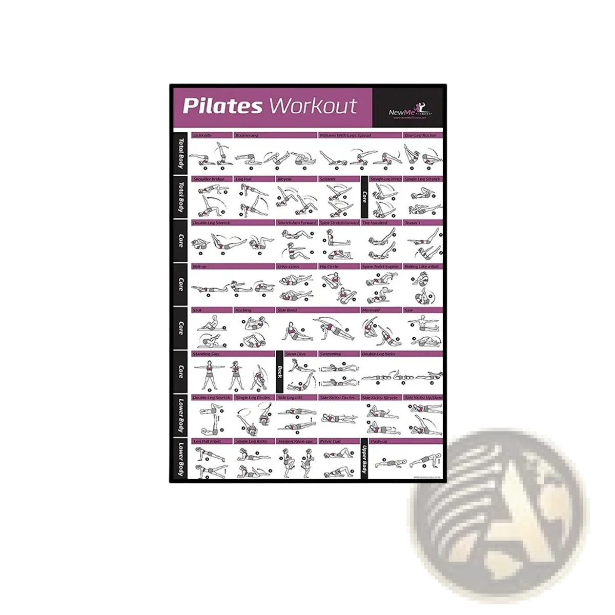 Pilates Exercise Chart Canvas Wall Art Fitness Poster