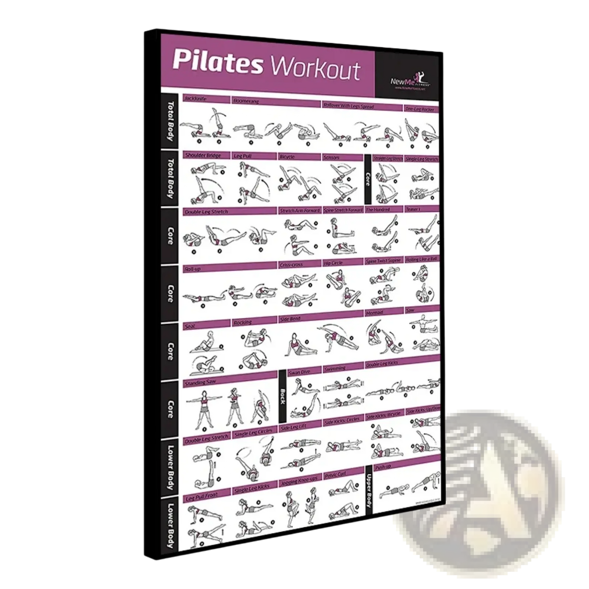 Pilates Exercise Chart Canvas Wall Art Fitness Poster