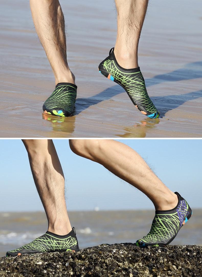 Mens Sports Water Shoes Non-Slip Beach Shoes Barefoot Upstream Shoes Quick-Dry Aqua Sock Barefoot For Beach Swim River Pool Lake Hiking Kayaking Surfing