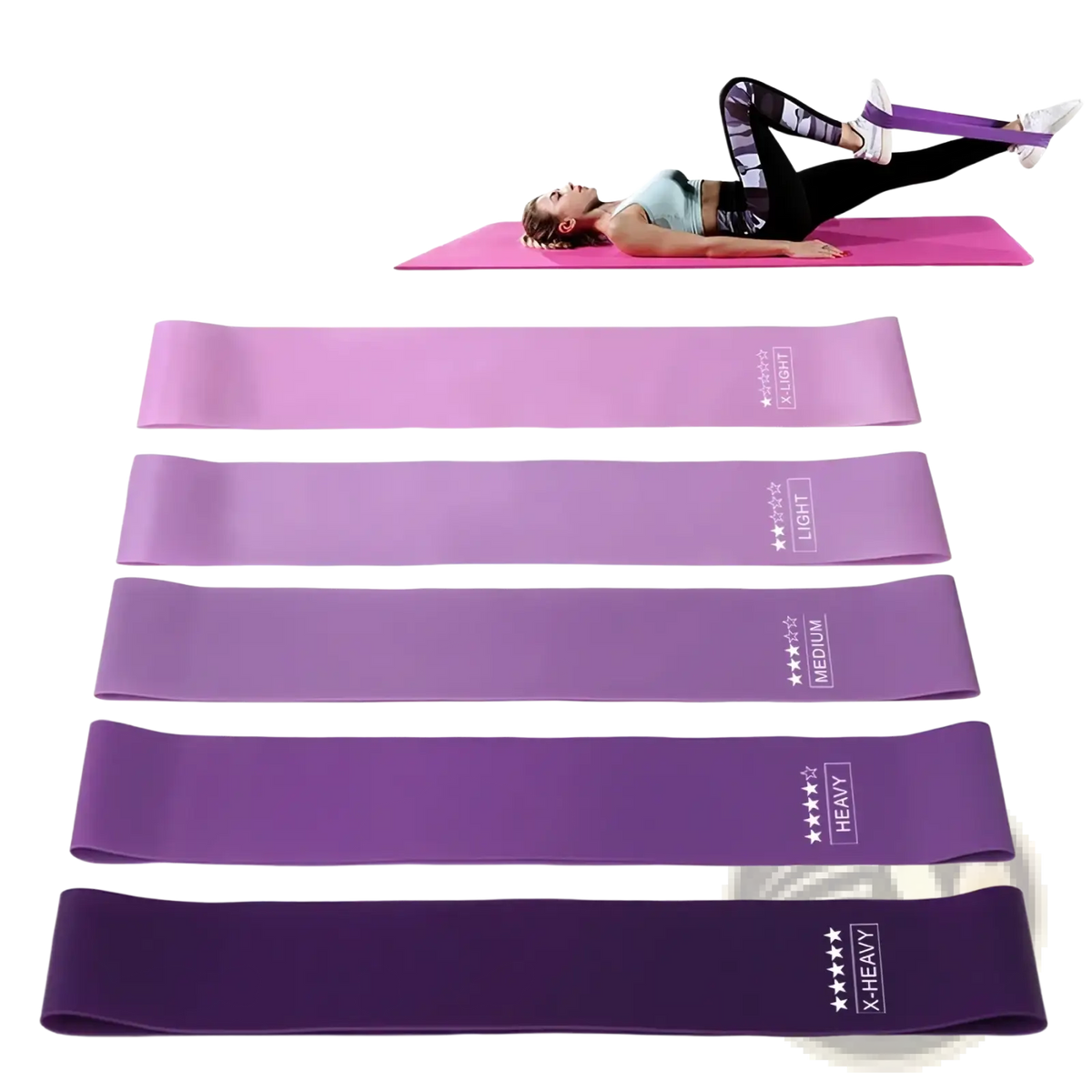 Purple Resistance Bands Set for Home Fitness