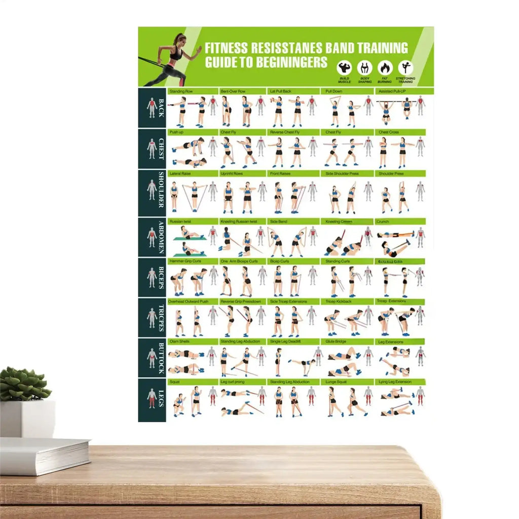 Resistance Band Workout Poster Fitness Training Guide