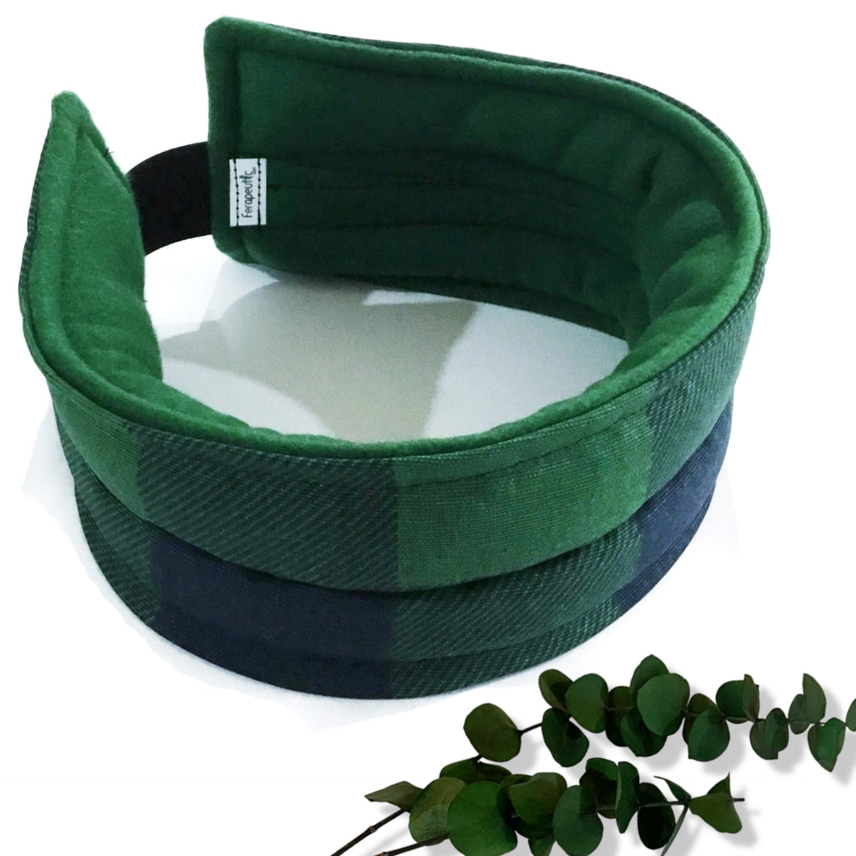 Headband Hot or Cold: Headache, TMJ Wrap with Hook and Loop Closure - Flax Seed and Rice Filling - Flexible Two-Channel Design