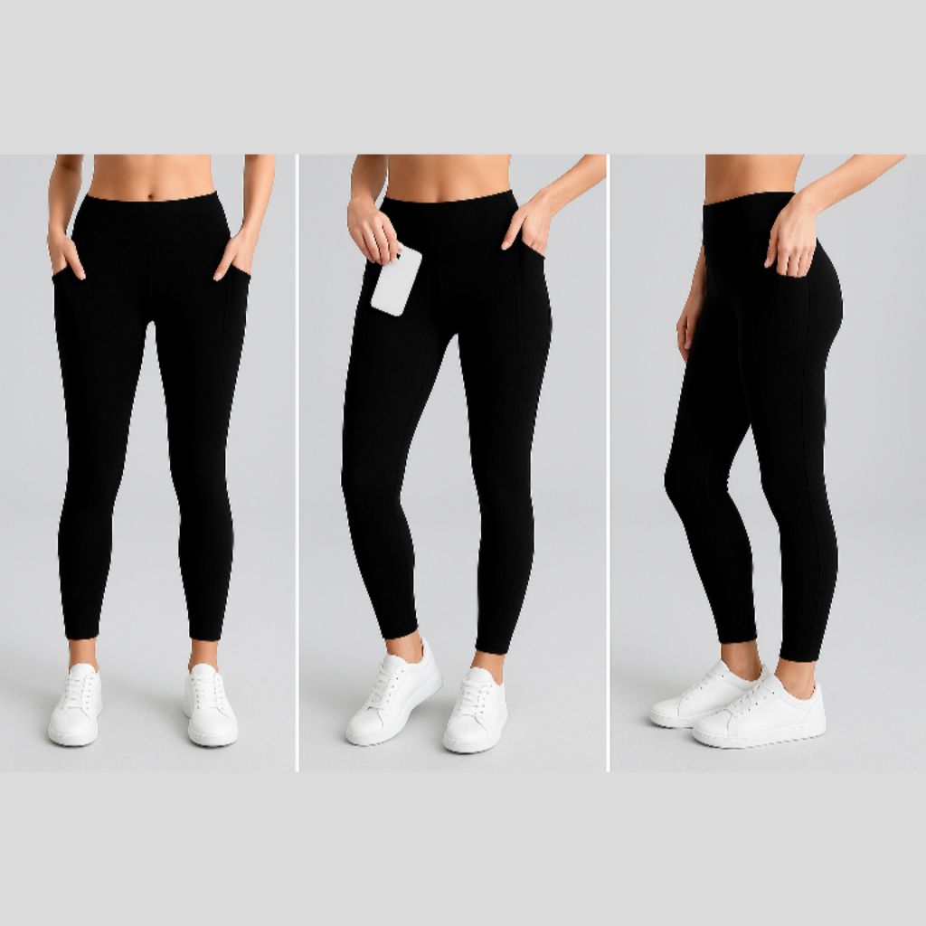 NEW Black Solid with Reinforced Pockets - High-quality Handcrafted Vibrant Leggings