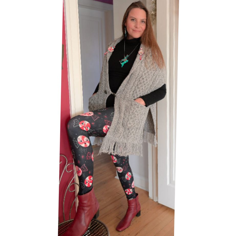 "Twilight Merrymint Flight" (Johanna Parker Exclusive) Christmas Mint Candy- Leggings