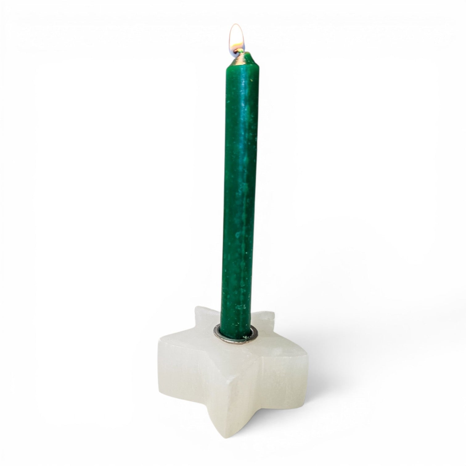 Selenite Satin Spar Mini Star Candle Holder – Sacred Space Chime Spell Altar Base
