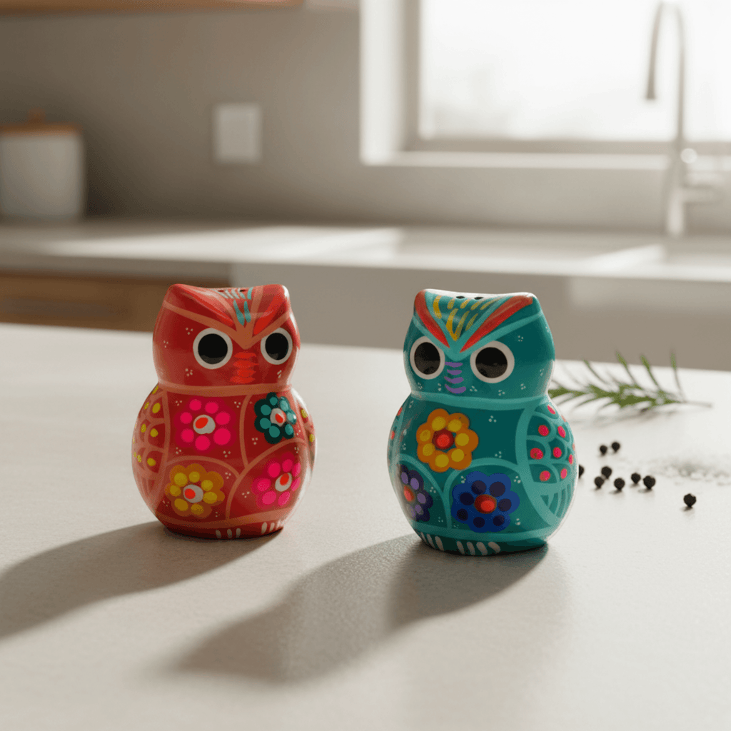 Set of 2 Owl Salt & Pepper Shakers | Guerrero Pottery
