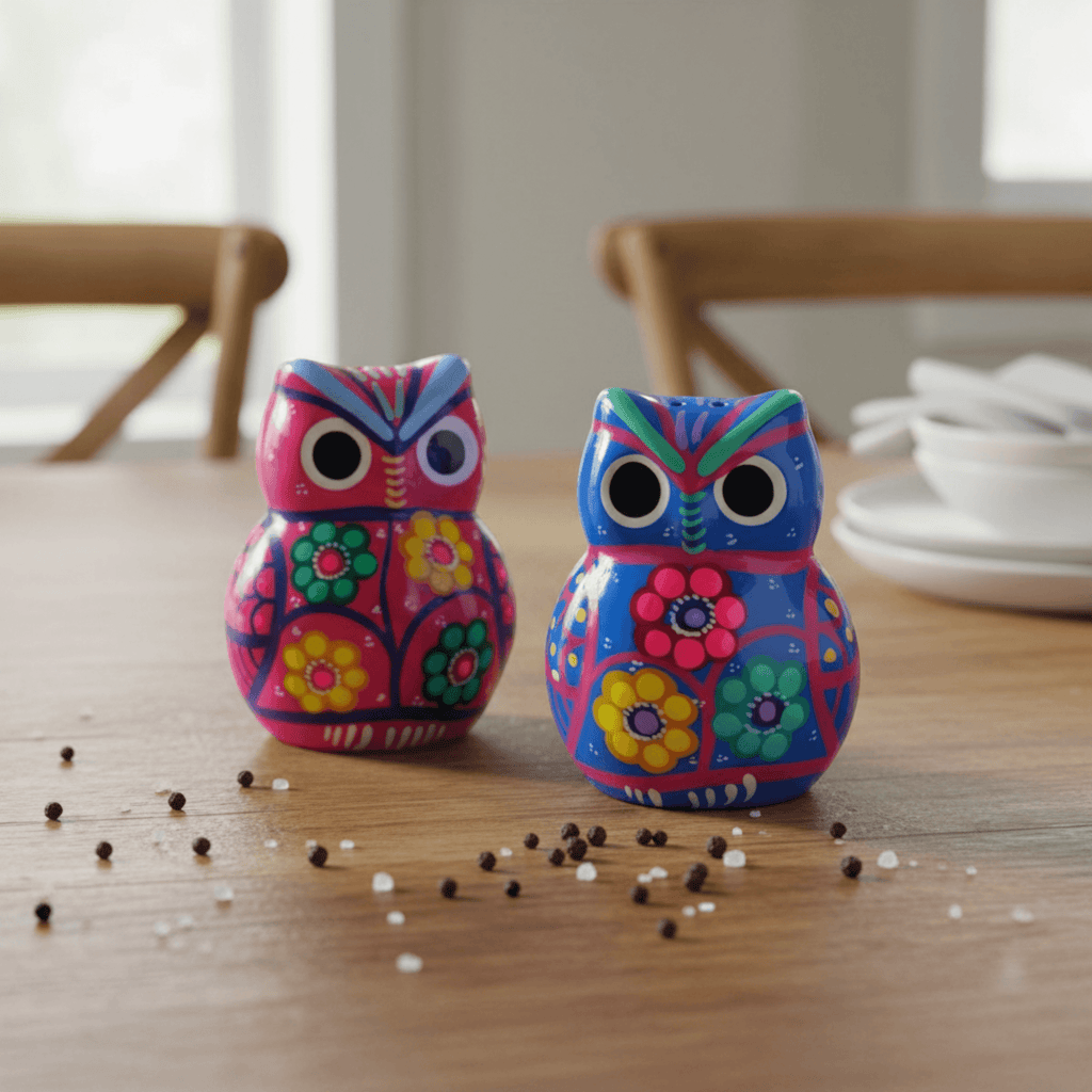 Set of 2 Owl Salt & Pepper Shakers | Guerrero Pottery