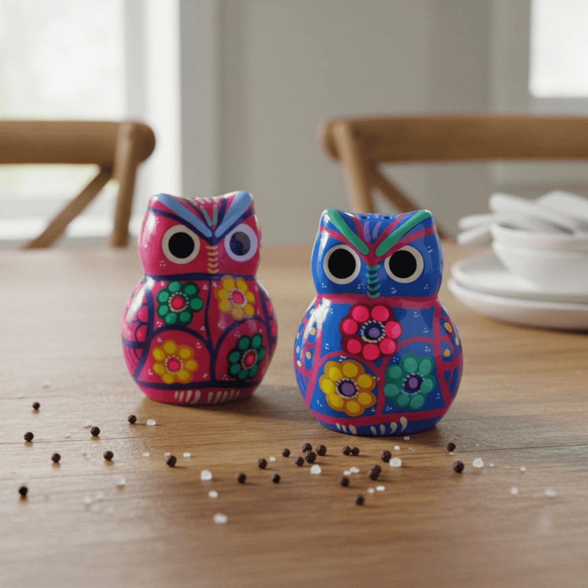 Set of 2 Owl Salt & Pepper Shakers | Guerrero Pottery