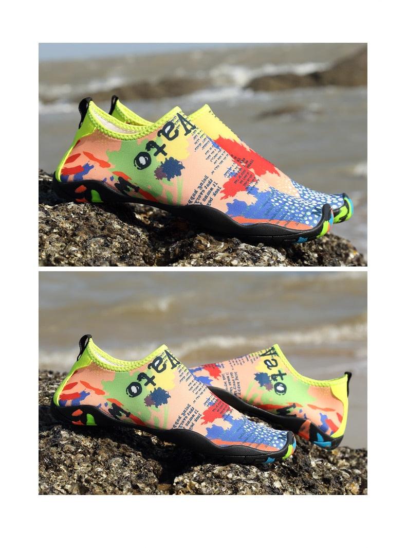 Mens Sports Water Shoes Non-Slip Beach Shoes Barefoot Upstream Shoes Quick-Dry Aqua Sock Barefoot For Beach Swim River Pool Lake Hiking Kayaking Surfing