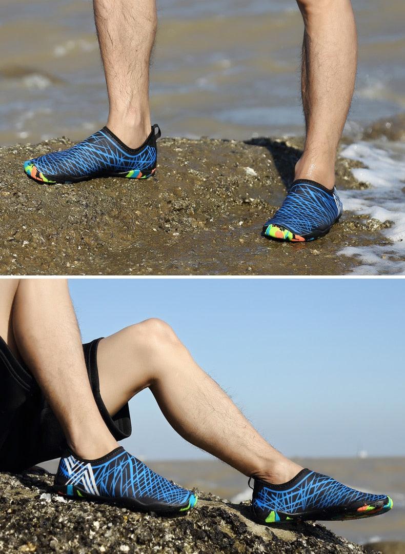 Mens Sports Water Shoes Non-Slip Beach Shoes Barefoot Upstream Shoes Quick-Dry Aqua Sock Barefoot For Beach Swim River Pool Lake Hiking Kayaking Surfing