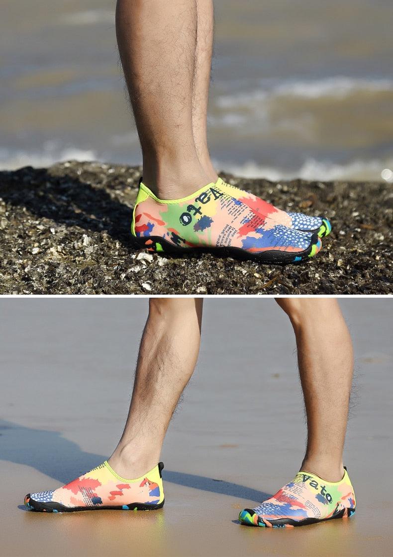 Mens Sports Water Shoes Non-Slip Beach Shoes Barefoot Upstream Shoes Quick-Dry Aqua Sock Barefoot For Beach Swim River Pool Lake Hiking Kayaking Surfing