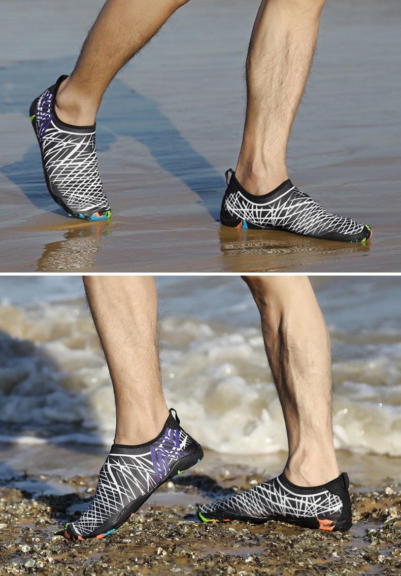 Mens Sports Water Shoes Non-Slip Beach Shoes Barefoot Upstream Shoes Quick-Dry Aqua Sock Barefoot For Beach Swim River Pool Lake Hiking Kayaking Surfing