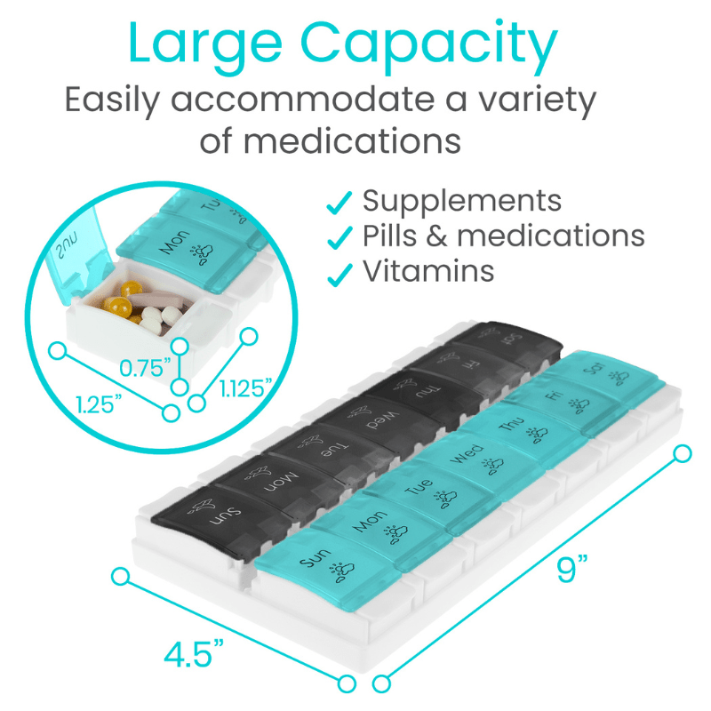 Weekly AM/PM Push Button Pill Planner