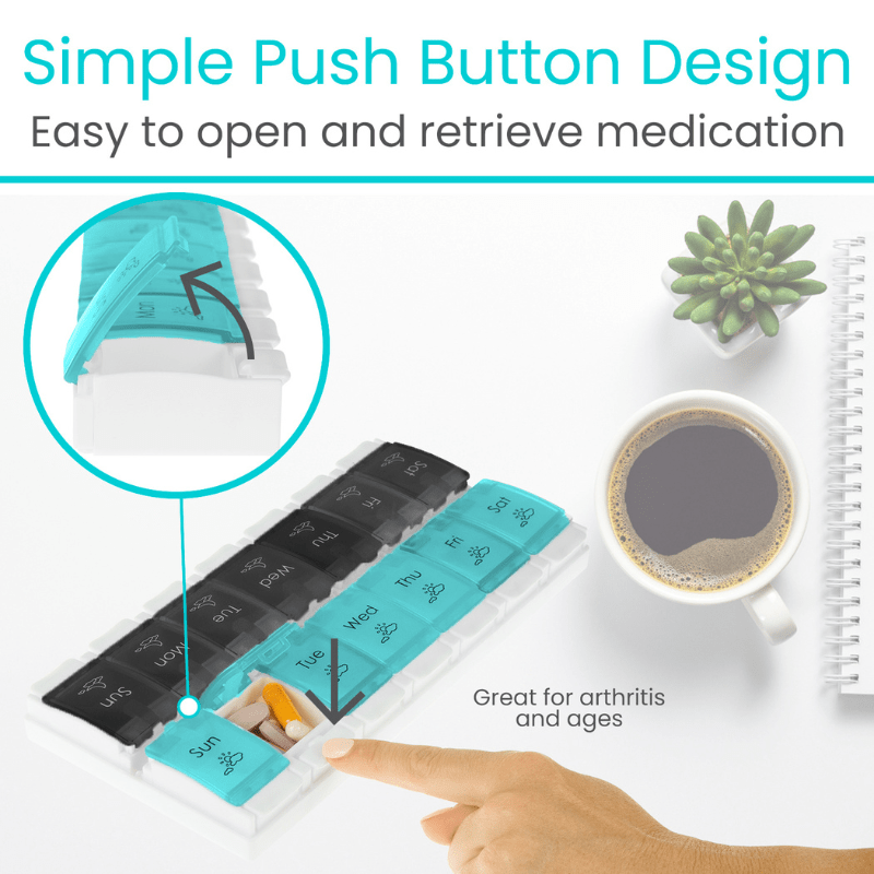 Weekly AM/PM Push Button Pill Planner