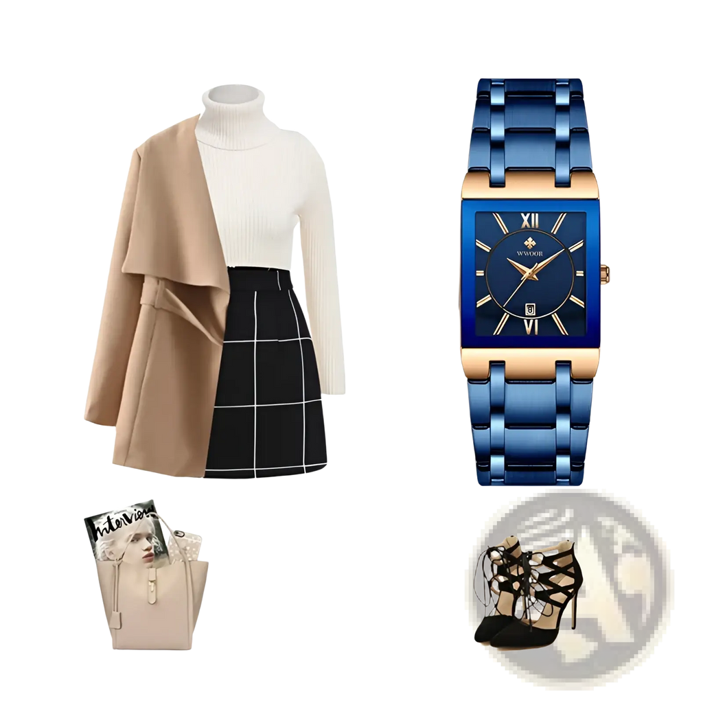 Blue Square Women Watch Luxury Stainless Steel
