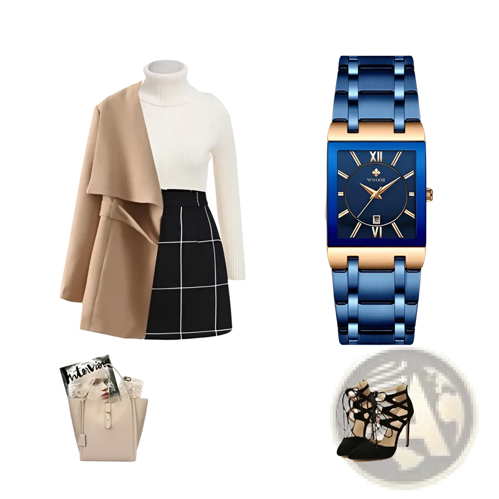 Blue Square Women Watch Luxury Stainless Steel