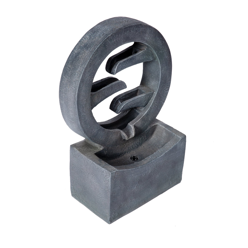 Resin Zen Ring Outdoor Water Fountain with Warm LED